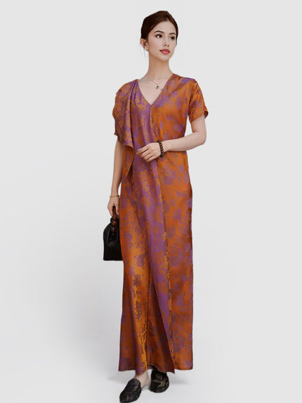 Silk_Jacquard_Raglan_Sleeve_Convertible_Maxi_Dress