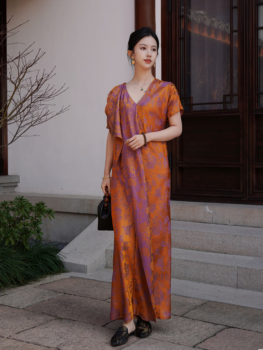 Silk_Jacquard_Raglan_Sleeve_Convertible_Maxi_Dress_5