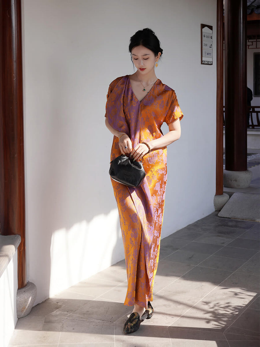 Silk_Jacquard_Raglan_Sleeve_Convertible_Maxi_Dress_7