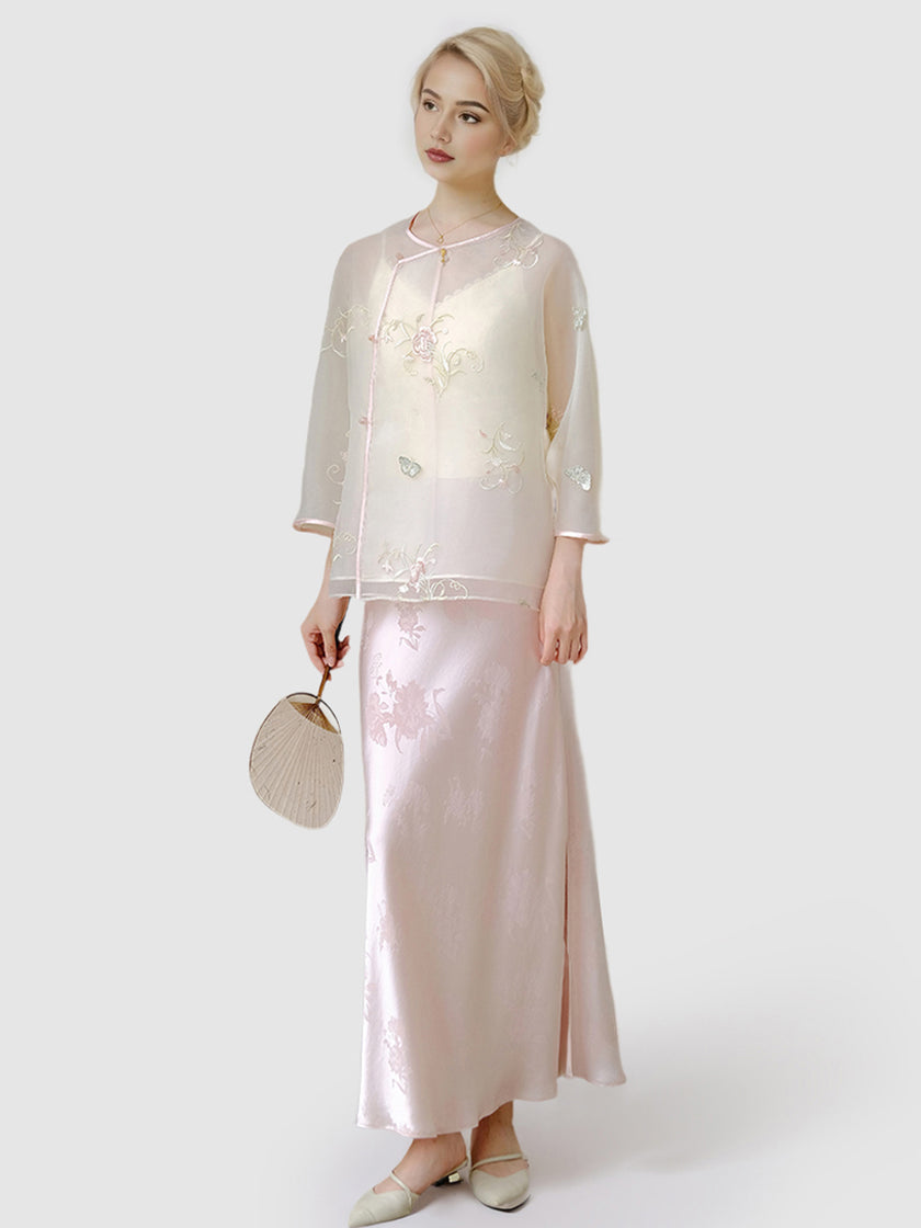 Slanted_Collar_Embroidered_Tulle_Top_and_Satin_Floral_Skirt_Set_11