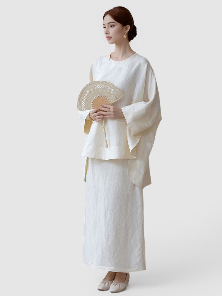 Slanted_Collar_Frog_Closure_Button_Linen_Top_and_Skirt_Set_20