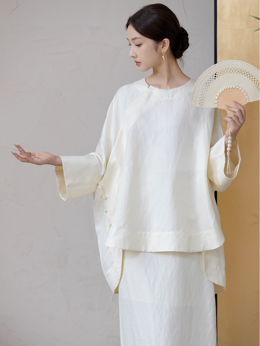 Slanted_Collar_Frog_Closure_Button_Linen_Top_and_Skirt_Set_3