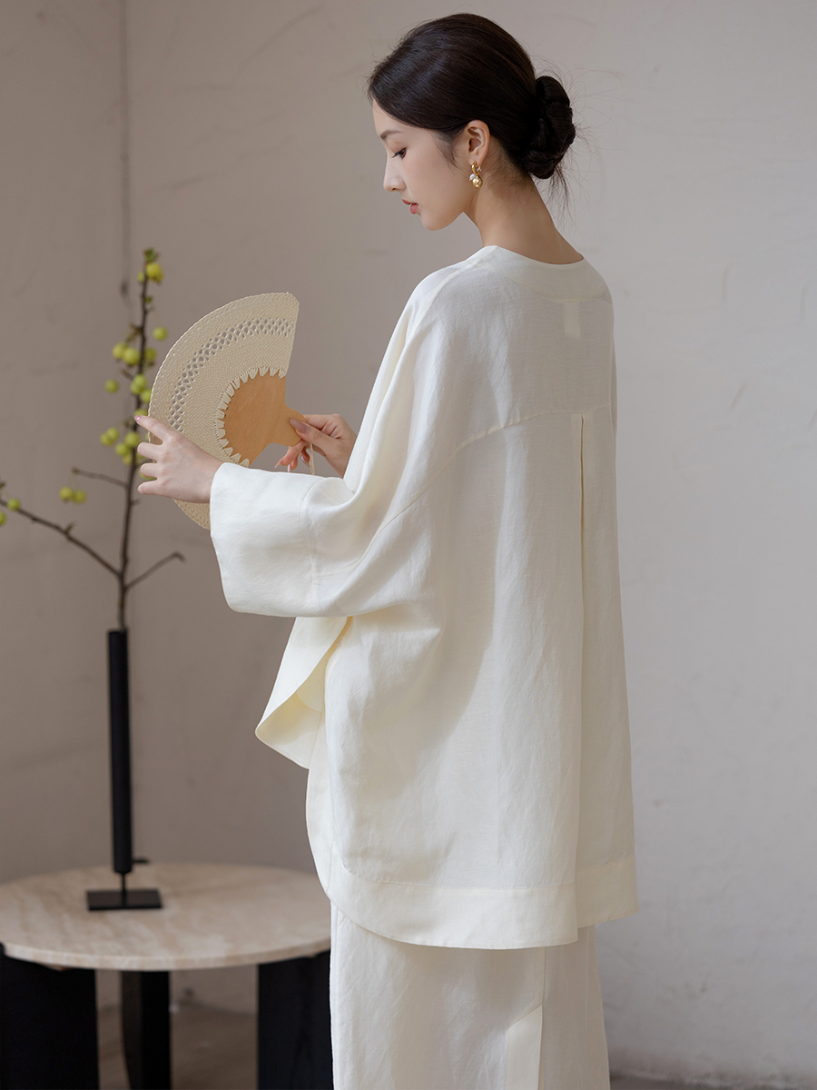 Slanted_Collar_Frog_Closure_Button_Linen_Top_and_Skirt_Set_5