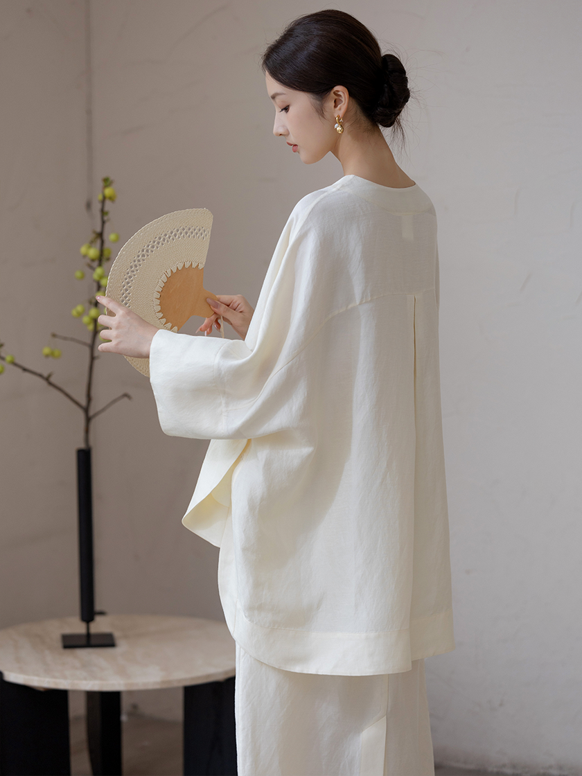 Slanted_Collar_Frog_Closure_Button_Linen_Top_and_Skirt_Set_5