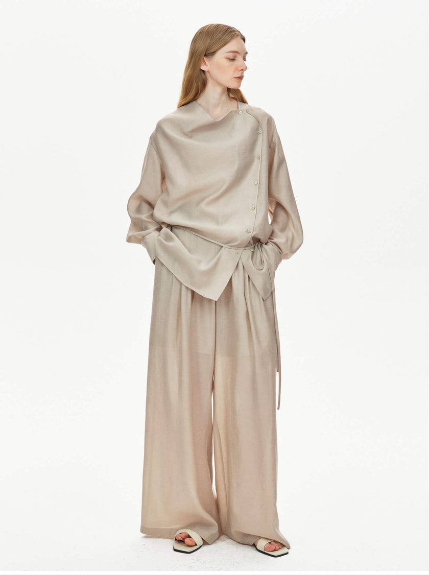 Slanted_Placket_Slightly_Swayed_Collar_Tencel_Shirt_and_Wide-leg_Pants_Set_3