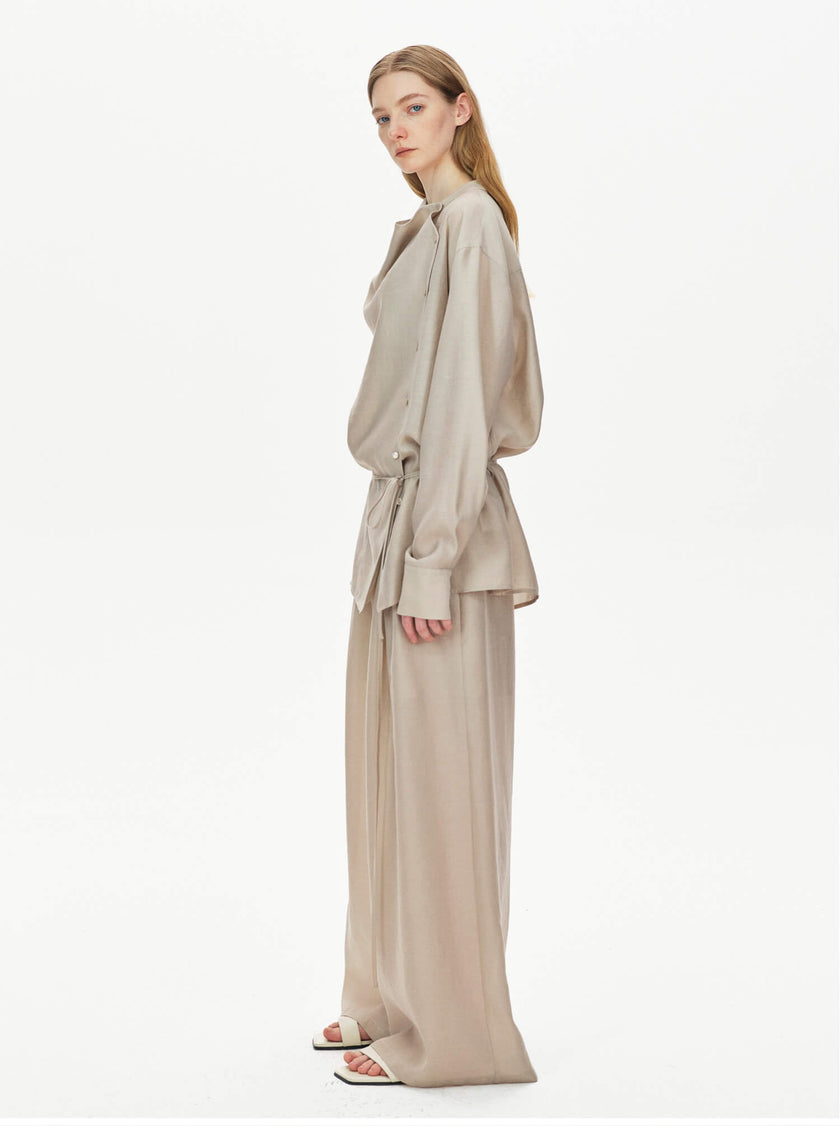 Slanted_Placket_Slightly_Swayed_Collar_Tencel_Shirt_and_Wide-leg_Pants_Set_4