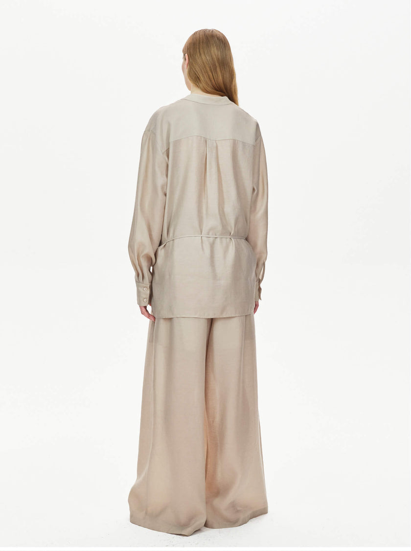 Slanted_Placket_Slightly_Swayed_Collar_Tencel_Shirt_and_Wide-leg_Pants_Set_5