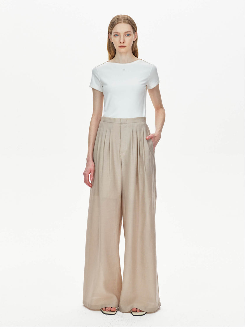 Slanted_Placket_Slightly_Swayed_Collar_Tencel_Shirt_and_Wide-leg_Pants_Set_6