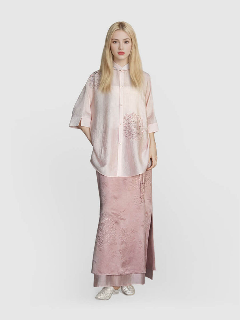 Stand_Collar_Short_Sleeve_Embroidered_Cardigan_Shirt_1