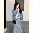 Three-Quarter Sleeve Cheongsam A-line High Waist Dress 1