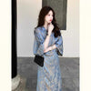 Three-Quarter Sleeve Cheongsam A-line High Waist Dress 1
