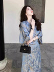 Three-Quarter Sleeve Cheongsam A-line High Waist Dress 2
