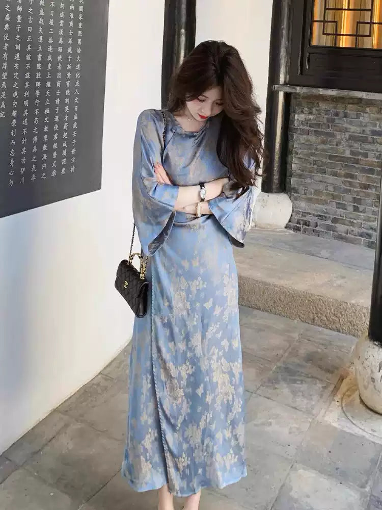 Three-Quarter Sleeve Cheongsam A-line High Waist Dress 3