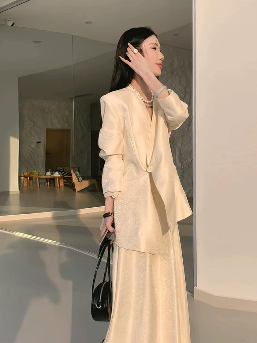 V-neck_Single_Button_Blazer_and_Skirt_Set_4