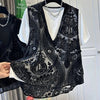 Velvet Jacquard Sleeveless Vest and Wide-leg Pants Set 11