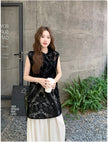 Velvet Jacquard Sleeveless Vest and Wide-leg Pants Set 6