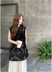 Velvet Jacquard Sleeveless Vest and Wide-leg Pants Set 7