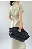Waist-cinching Belt Textured Dark Pattern A-line Dress 3