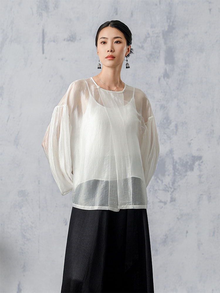 XiaYing_Lantern_Sleeve_Two_Piece_Top