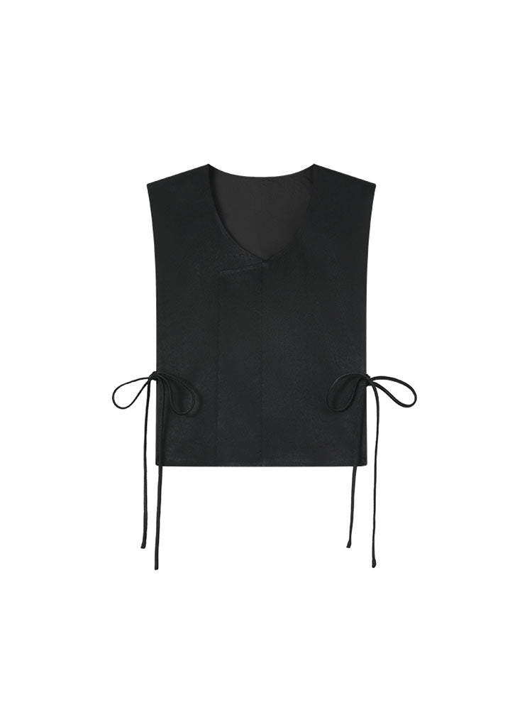 [YanBoHeYing] Gilet à lacets double face de couleur unie