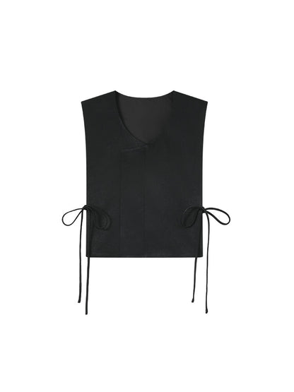 [YanBoHeYing] Gilet à lacets double face de couleur unie