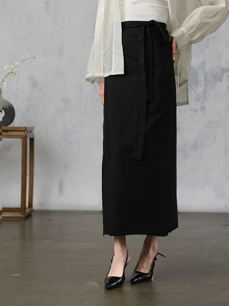 [YingJing] Solid Color Minimalist Swirled Skirt