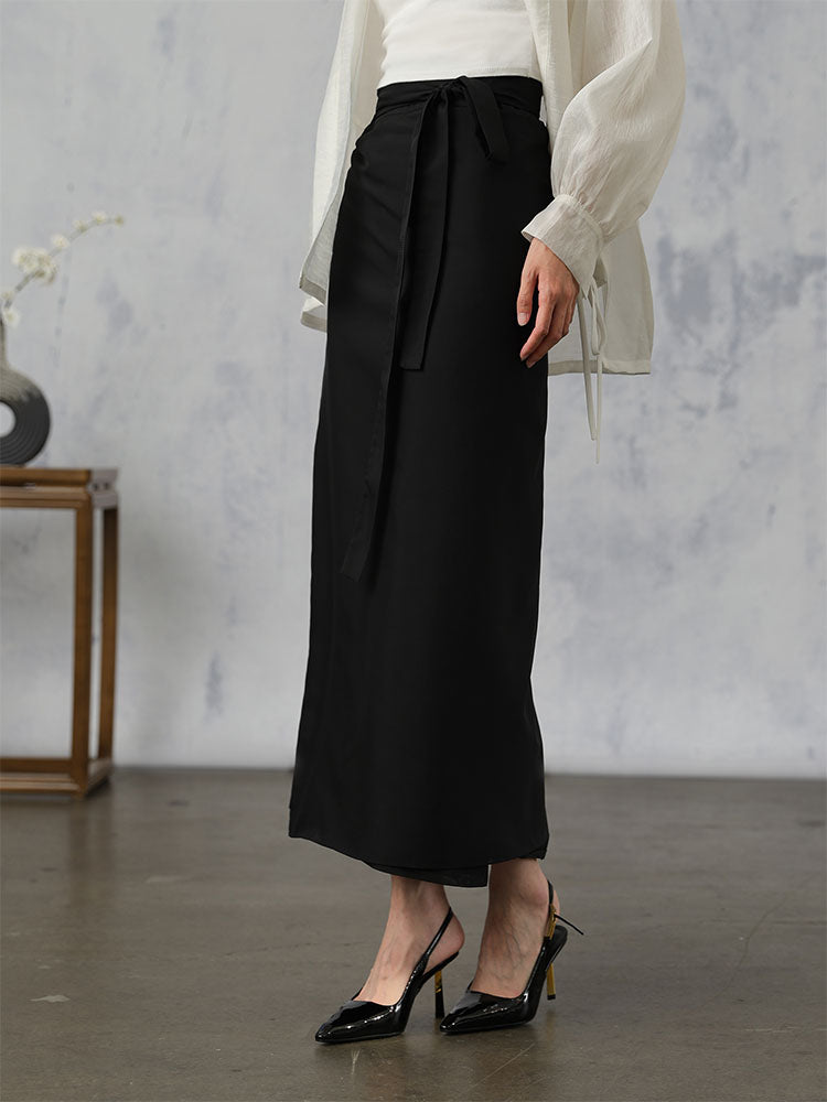 [YingJing] Solid Color Minimalist Swirled Skirt