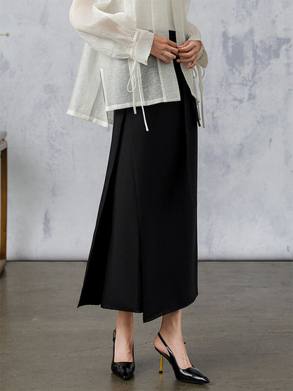 [YingJing] Solid Color Minimalist Swirled Skirt